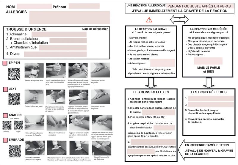 Fig. 58.3. Plan d’action « Allergie alimentaire » remis au patient.